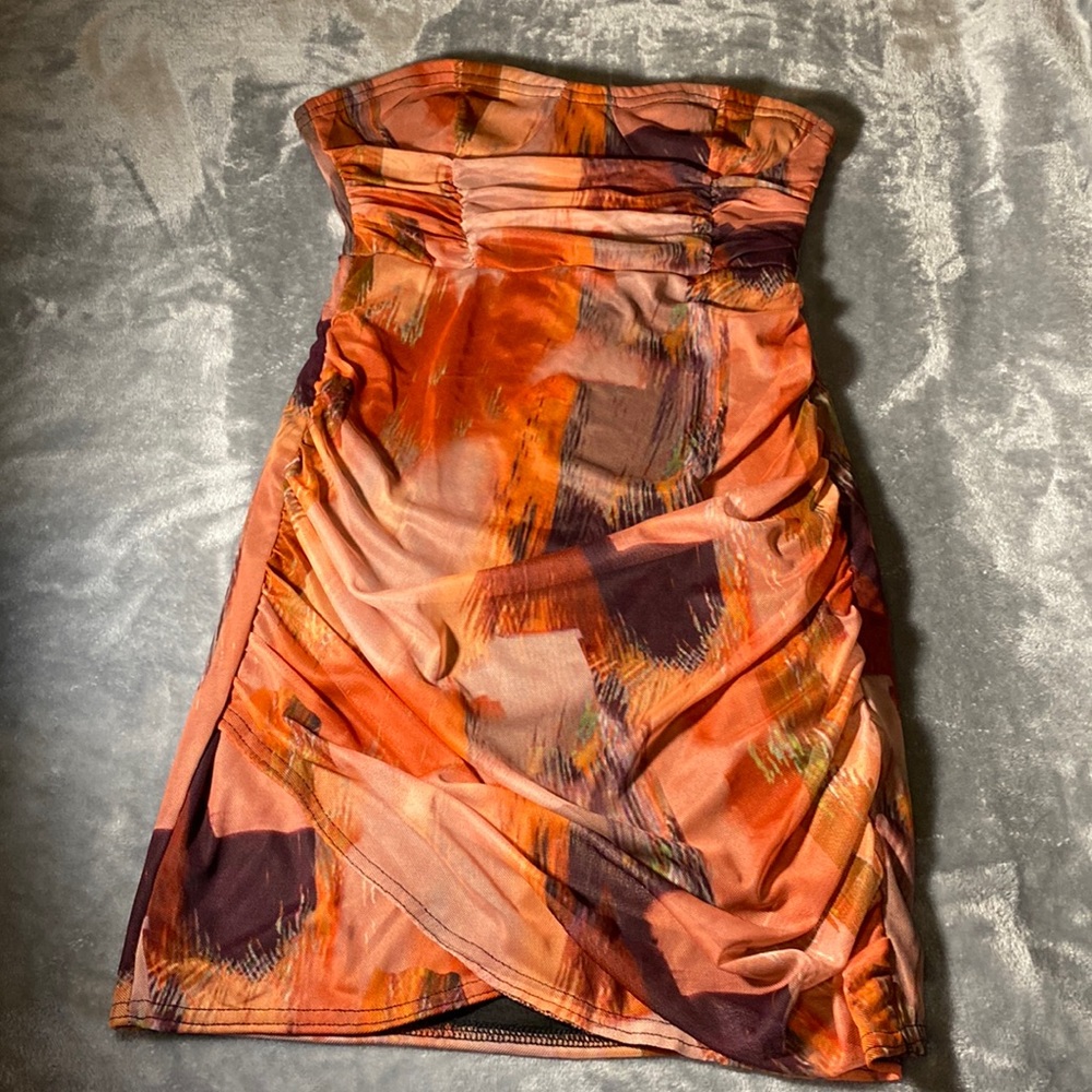 Orange tube mini dress